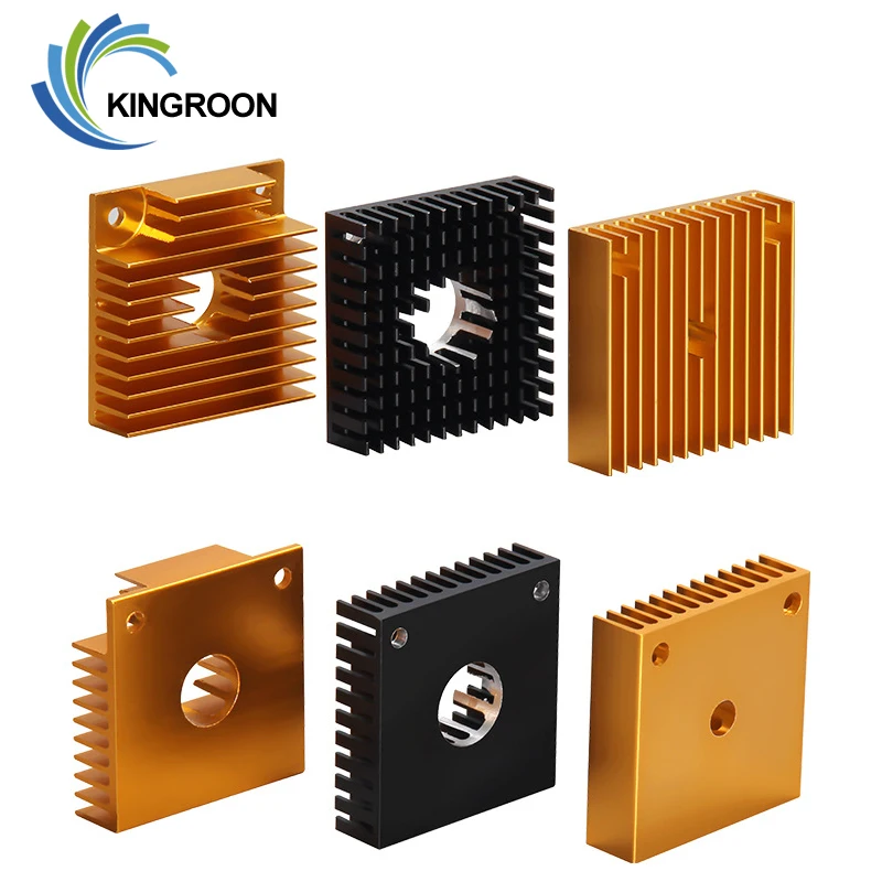 

KINGROON 2pcs Gold MK7 MK8 Heat Sink Cooling Fan Radiator Parts 3D Printer Part Aluminum Alloy Golden Heatsink 40*40*11mm