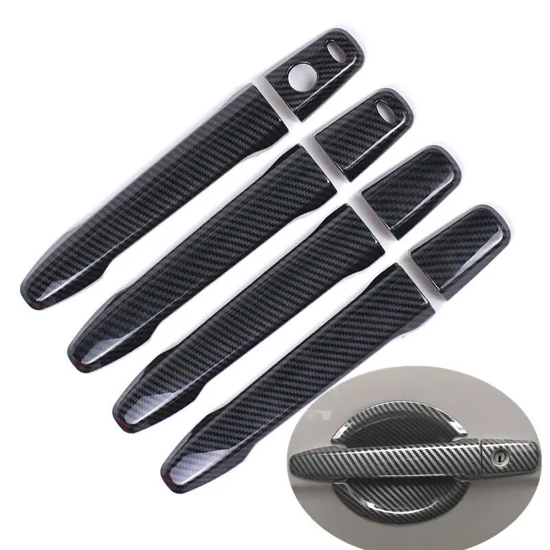 For Mitsubishi Outlander Lancer ASX 2008-2020 ABS Chrome Carbon Fiber Car Door Handle Bowl Cover Sticker Styling Accessories