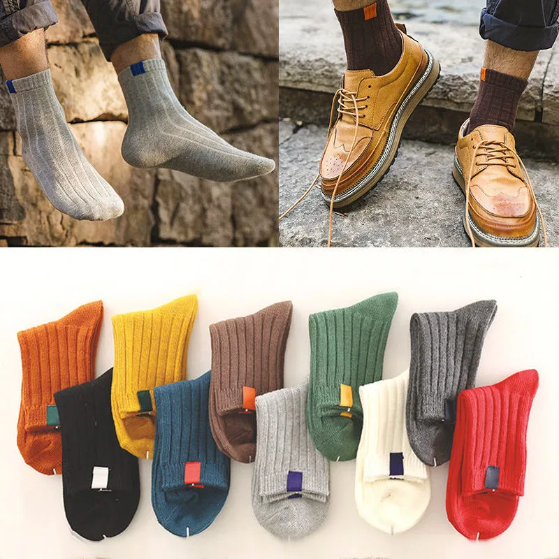 Dreamlikelin 5Pairs/Pack Color Random Spring Summer Harajuku Man Business Casual Sports Socks Cotton Breathable Socks