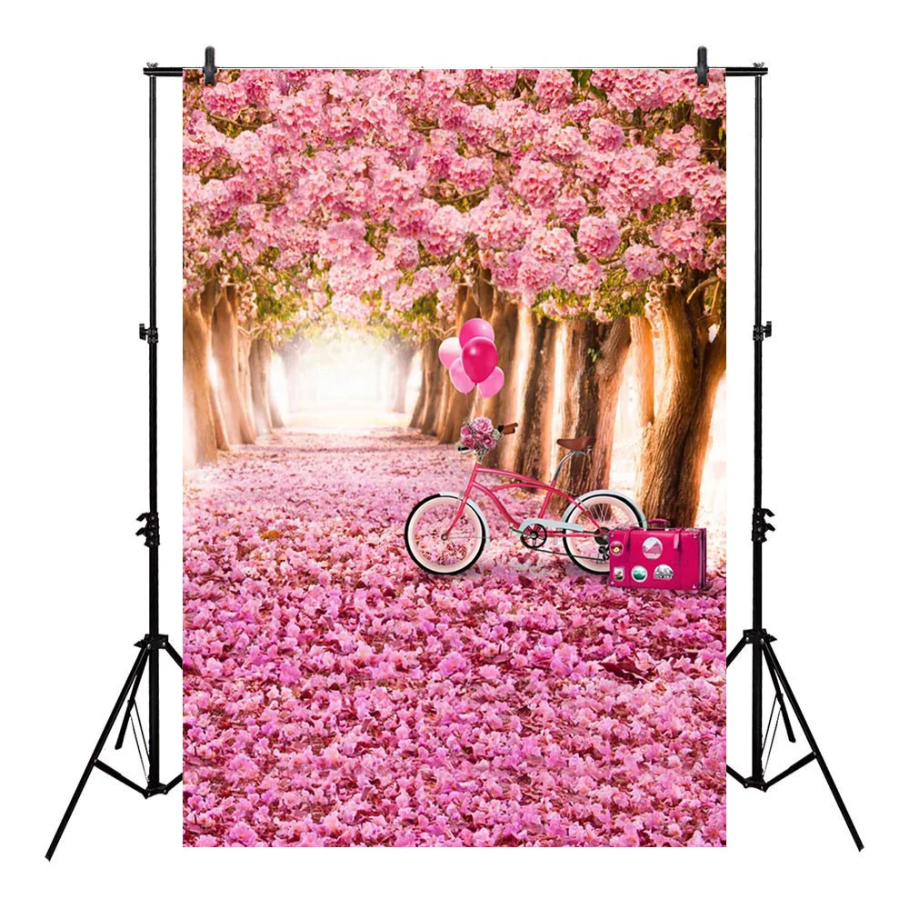 Photography Backdrops Floral Sea Trees Backdrop Photo Studio Princess Birthday Romantic Wedding Bride Background Bicycle Balloon