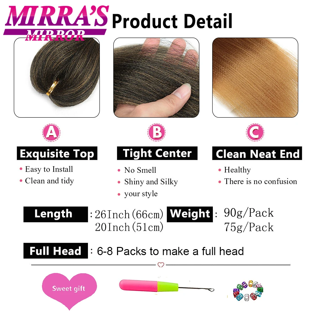 Trenzas Jumbo preestiradas, extensiones de cabello trenzado sintético, trenzas de ganchillo negras y marrones, textura recta Yaki suave, bricolaje