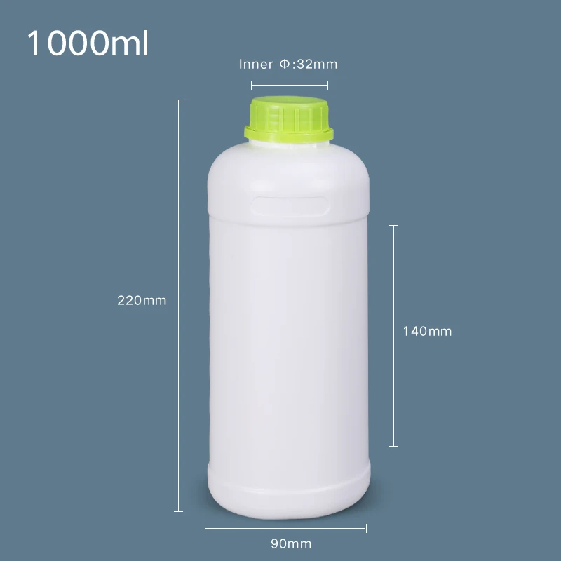 1Pcs 1000ML Empty Round Plastic Bottle With Lid Food Grade HDPE Material Storage Container Liquid Refillable Bottle