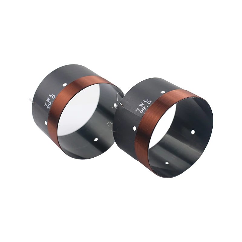 Ghxamp 2pcs 99mm woofer voice coil 6 ohm Black aluminum Round Copper wire High Power Bass voice coil For Stage Speakers