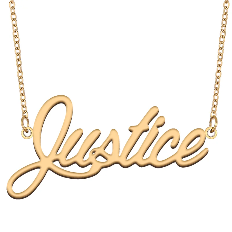 

Necklace with Name Justice for His Her Family Member Best Friend Birthday Gifts on Christmas Mother Day Valentine's Day