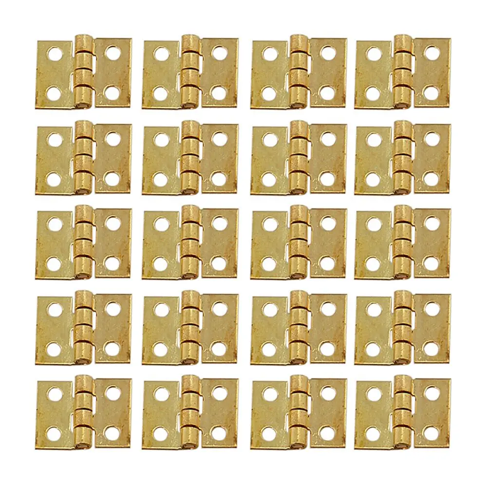 20 sztuk 10x8mm malutki złoty/srebrny Mini mały metalowy zawias do 1/12 domu miniaturowy sprzęt domowy do meble do domku dla lalek szafek