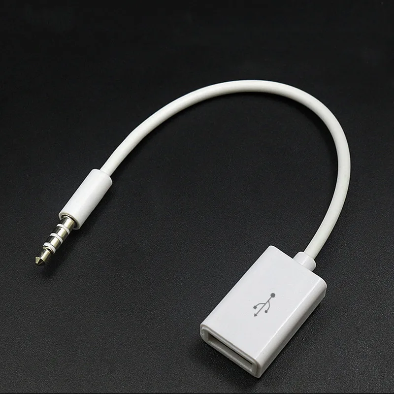 2PCS Car MP3 3.5mm Male AUX Audio Plug Jack To USB 2.0 Female Converter Cable Headphone Cable High Quality PVC for Car
