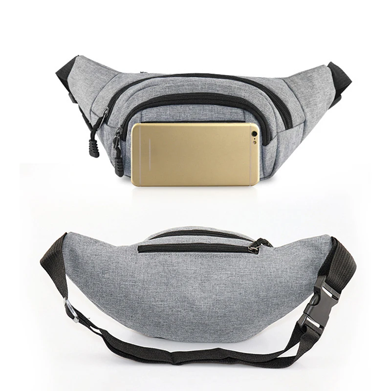 Gray Hip Belly Banana Bum Chest Belt For Men Women Waist Bag Male Female Fanny Pack Pouch Murse Purse Kidney Row Bumbag