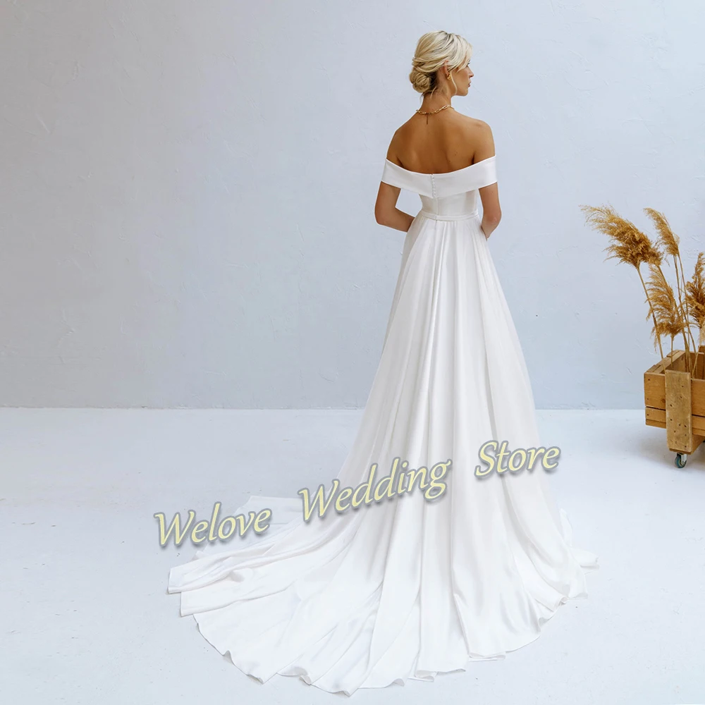 Abito da sposa semplice con spacco bianco per donna con maniche lunghe Slim scollo a V abito da sposa civile elegante Robe De Mariage 2021 nuovo