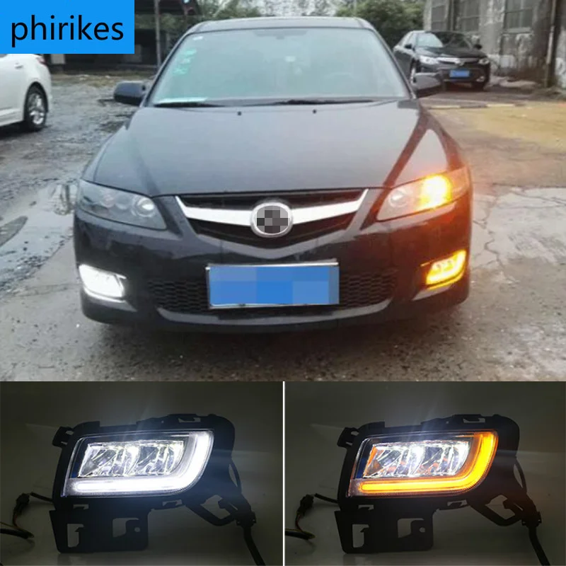 1Pair DRL For Mazda 6 Mazda6 2013-2016 Daytime Running Lights fog lamp cover headlight 12V Daylight