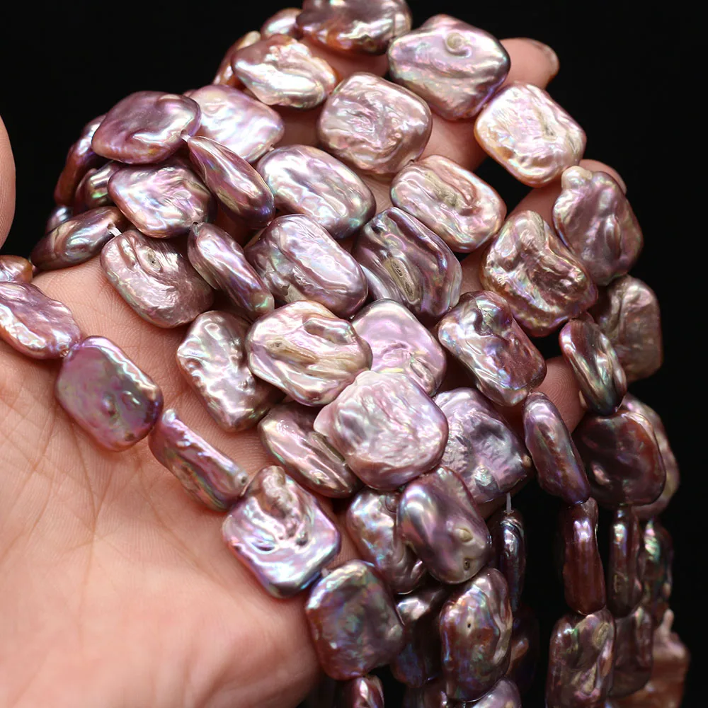 1PCS Natural Freshwater Baroque Pearls Purple Rectangular Beads For Woman Jewelry Making Necklace Bracelet Accessories Gift 36CM
