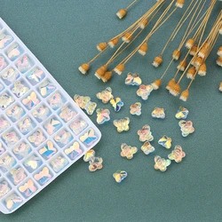 72/84PCS 6/8mm Crystal Butterfly Beads for Jewelry Making AB Color Glass Pendant Beads Jewellery DIY Bracelets Necklace Earrings