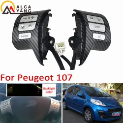 Carbon Fiber Silver Steering Wheel Button For Peugeot 107 Buttons Bluetooth Phone Cruise Control Volume