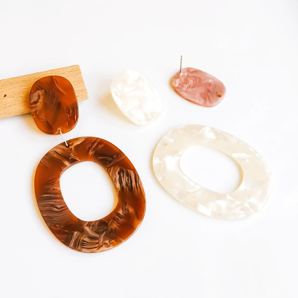 ZEROUP Oval Stud Earrings Ear Accessories Jewelry Component Ornaments Diy Material Handmade 6pcs