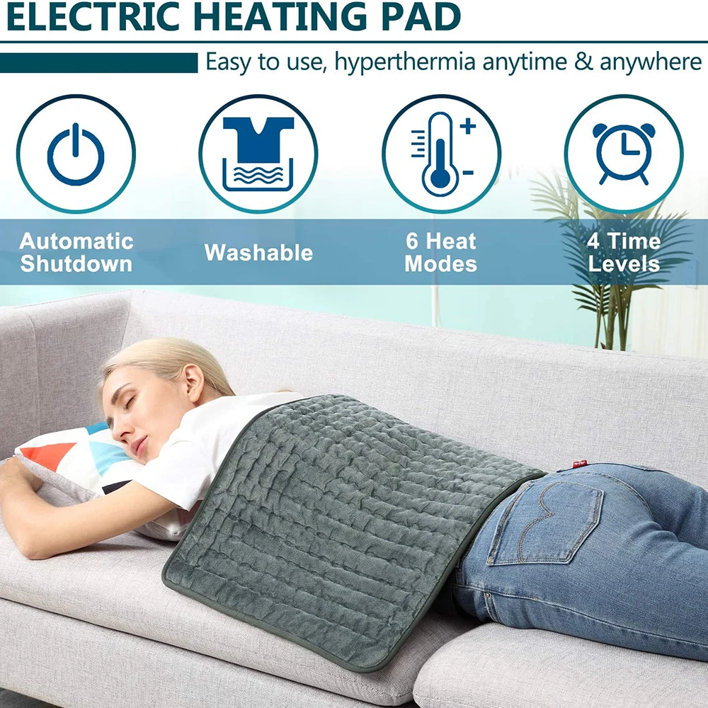 120W Electric Heating Pad Timer For Shoulder Neck Back Spine Leg Pain Relief Winter Warmer 76x40cm 60x30cm 40x30cm 110V 240V