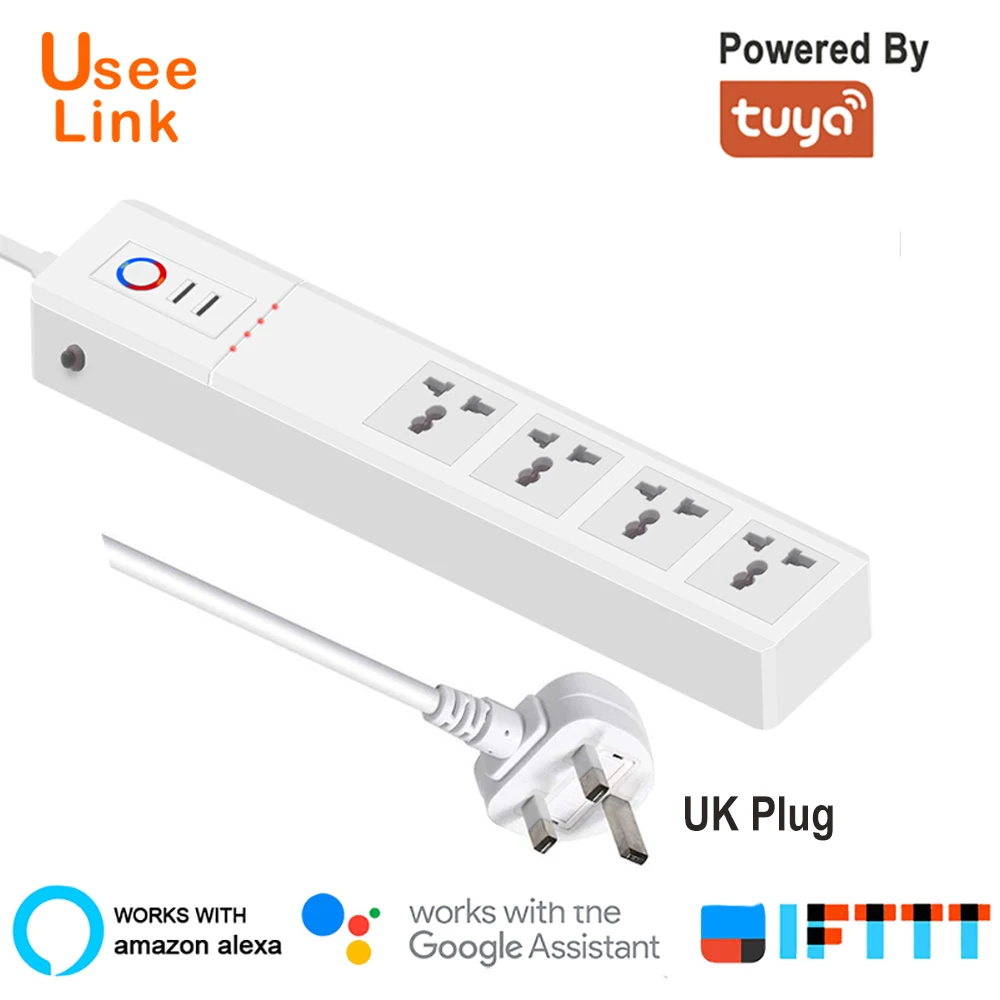 UseeLink WiFi Smart Power Strip Universal Outlets with USB Plug Sockets Remote Voice Control Independently by Tuya
