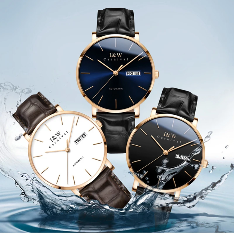 Luxury Mechanical Watches Mens 2020 Top Brand I&W 24 Jewels NH36A Automatic Watch Men Sapphire Calendar Leather Business Relogio