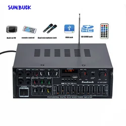 SunSO-Amplificateur de son karaoké K, 2.1 canaux, 200W x 2, haute puissance, FM, USB, MP3, égaliseur audio 10 segments, amplificateur Bluetooth pour voiture