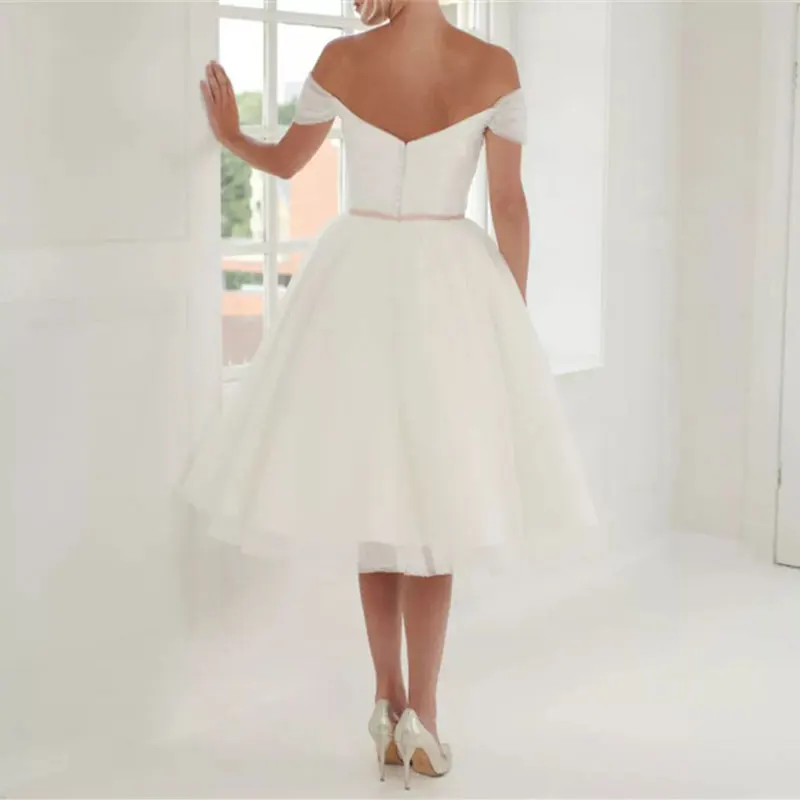 Spitze Kurze Hochzeit Kleid Weg Von Der Schulter Vestido De Novia Robe De Mariée платье Robe De Soiree свадебное платье Braut zu Werden