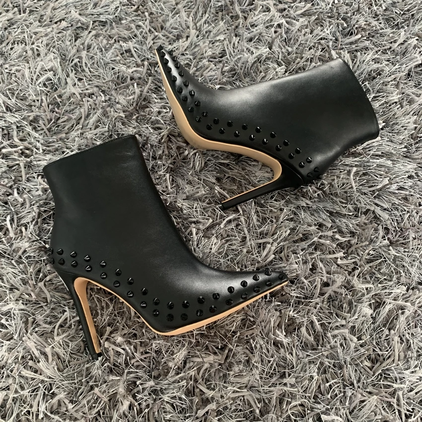 2022 brand fashion women boots sexy high heels ankle boots for women rivet boots winter and autumn woman shoes plus size 4-11