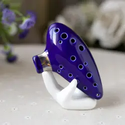 White 6/12 Hole Ocarina Collector Ceramic Hand Stand Base for Music Lovers