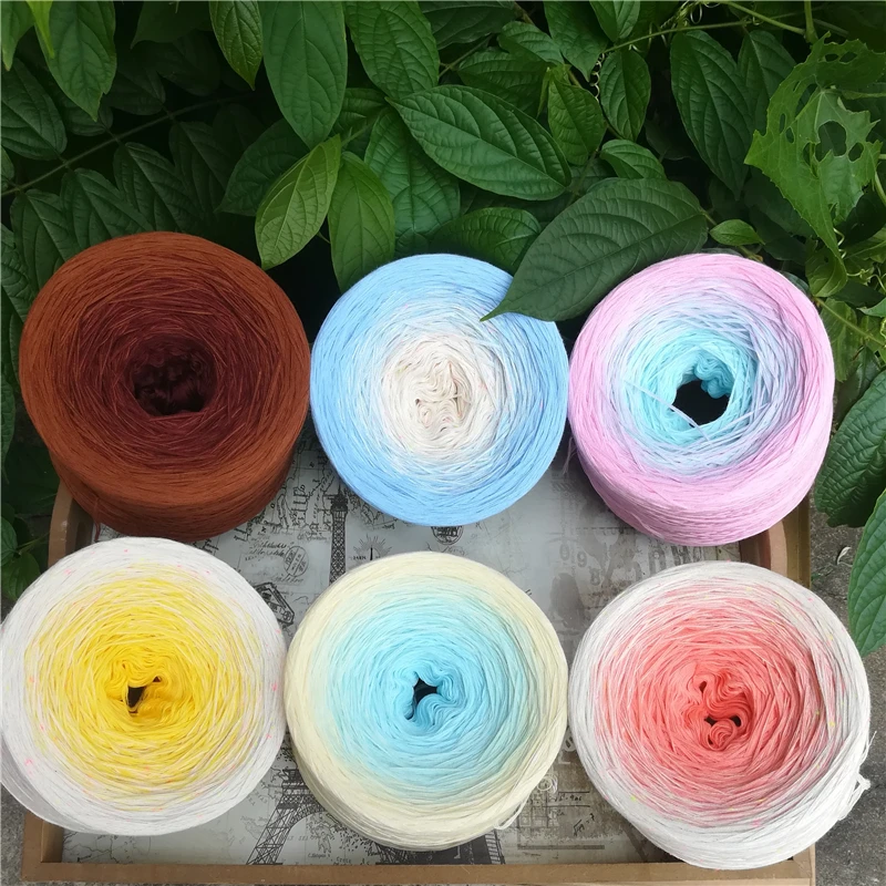 205g bawełna organiczna koronki wiosną i jesienią ciasto przędzy Gradient szydełka szal princeska DIY Handmade dzianiny miękka przędza