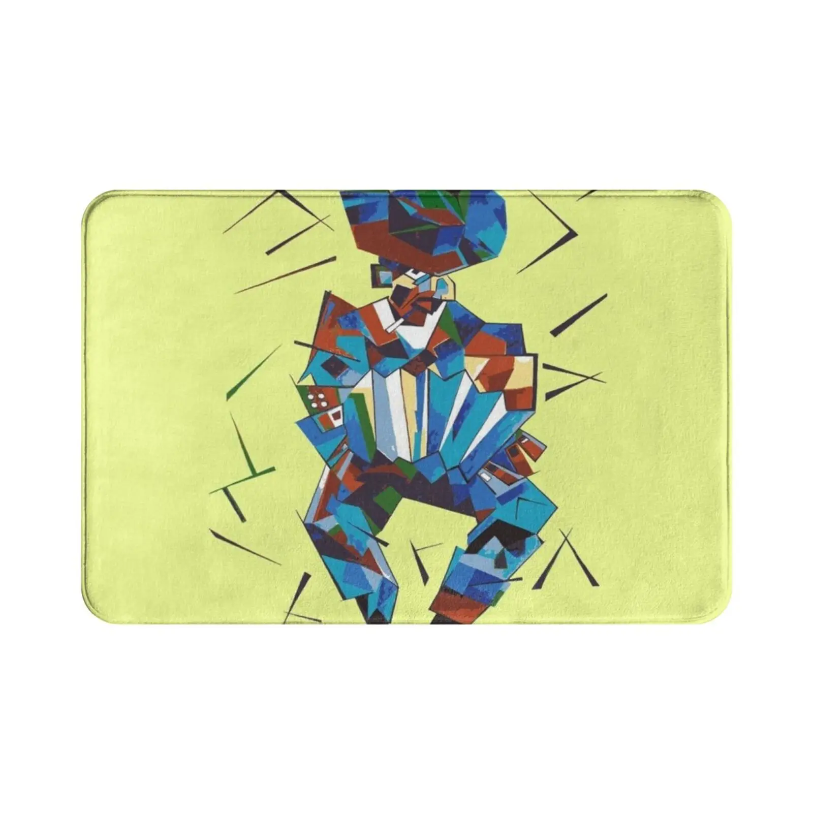 Cubist Portrait Of Accordian Player Isolated Carpet Mat Rug Cushion Soft Non-Slip Accordion Accordionist Folk Music