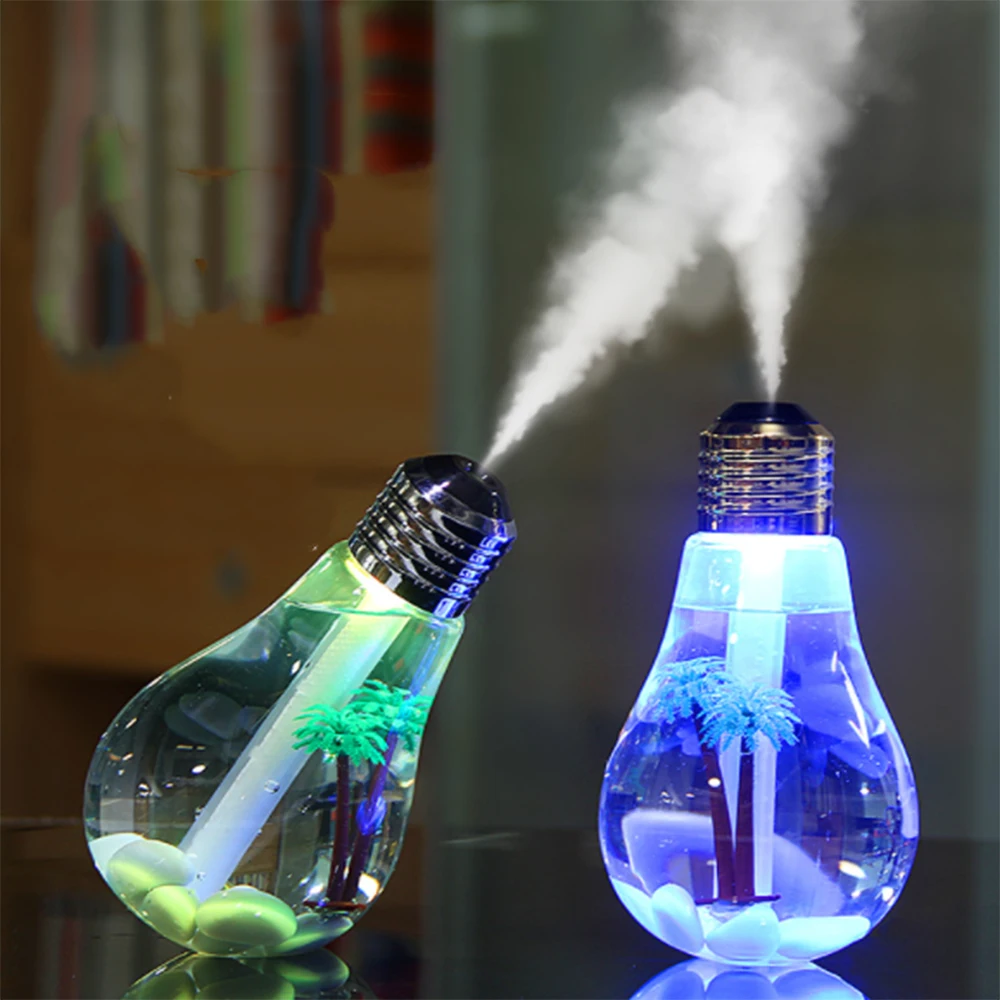 

Portable USB Desktop Bulb Air Humidifier Ultrasonic Humidifier With On/Off 7 Color Changing LED Night Lights For Home Office