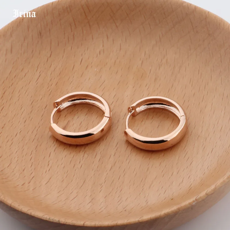 585 Rose Gold Color Hoops Earrings Round Copper Statement Earrings For Women Trendy Earings fashion jewelry Gift