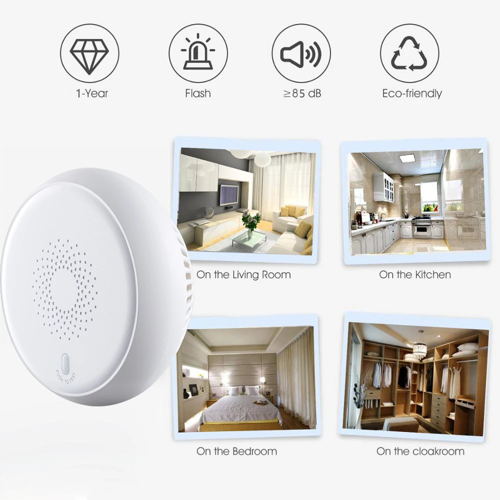 Tuya Smart Zigbee 3.0 Fire Alarm Smoke Detector Smart Home System 2.4GHz High Sensitivity Safety Prevention Smoke Sensor