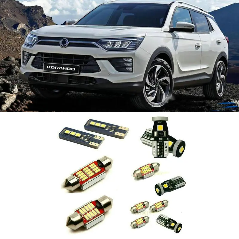 

Led interior lights For SSANGYONG Beautiful korando 9pc Led Lights For Cars lighting kit automotive bulbs Canbus