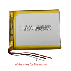 3.7V 2000mAh 7.4Wh 505060 Rechargeable Polymer Li Lithium Lipo Battery 3 Wire Thermistor For Phone PDA MID TV Box GPS Tablet PC