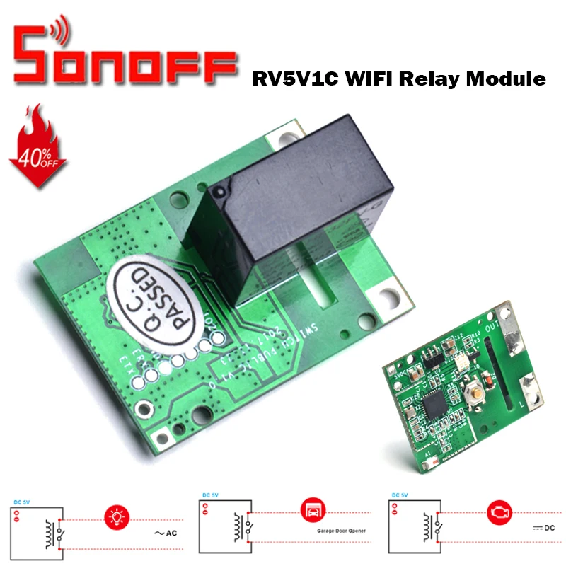 SONOFF Relay RE5V1C Module 5V WiFi DIY Switch Dry Contact Output Inching/Selflock Working Modes APP/Voice/LAN Control Smart Home