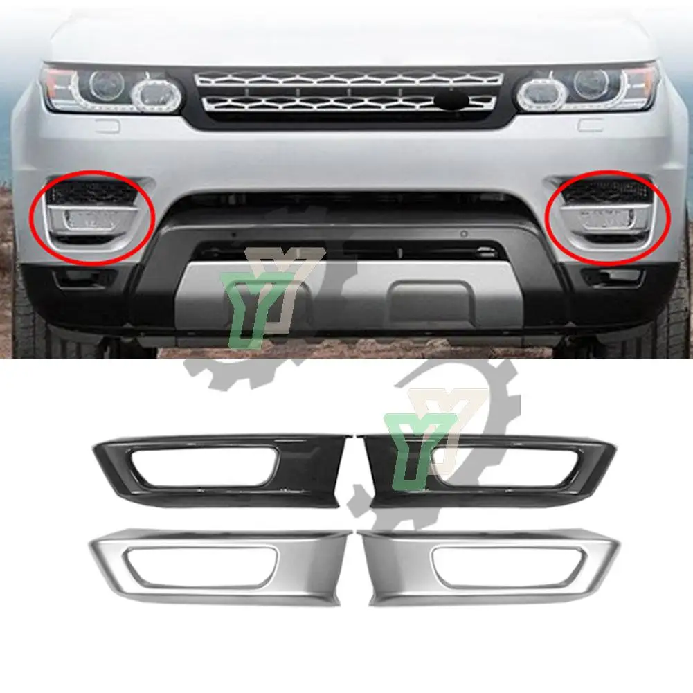 For Land Rover Range Rover Sport 2014 2015 2016 2017 L494 Black/Silver 2x Front Bumper Fog Light Lamp Cover ABS Car Styling Trim