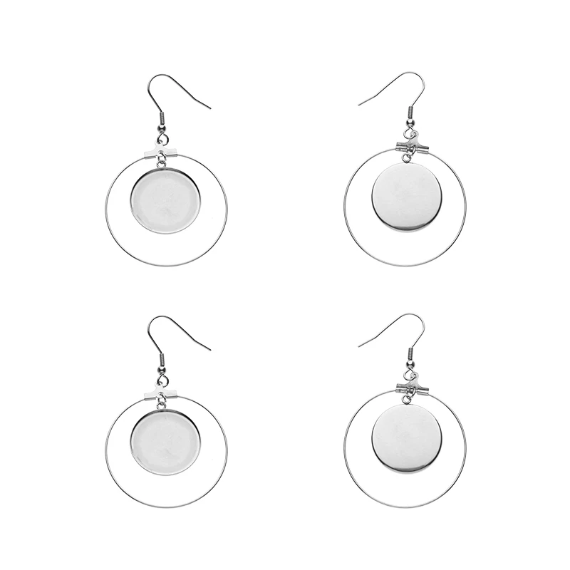 

10pcs Stainless Steel 25mm Circle Shape Round Blanks Seeting Earring Hooks Base Fit 6/8/10/12/14/16/18/20/25mm Round Cabochon