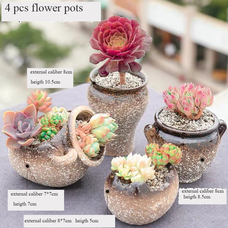 

Vintage Coarse Pottery Flower Pot Succulent Pot Plant Garden Ceramic Planter Outdoor Garden