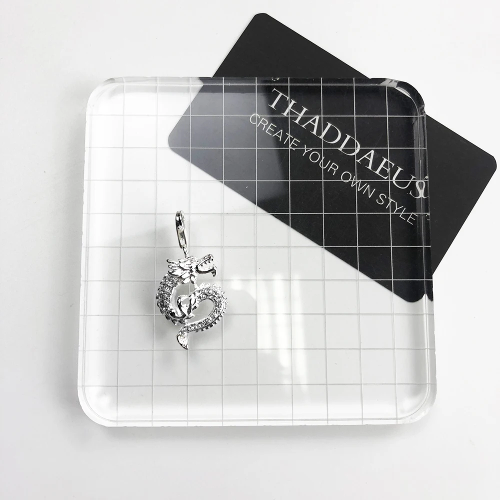 White CZ China Dragon Charm Women Men 2019 Fashion Vintage Lucky Pendant Fit Bracelet Necklace Collares