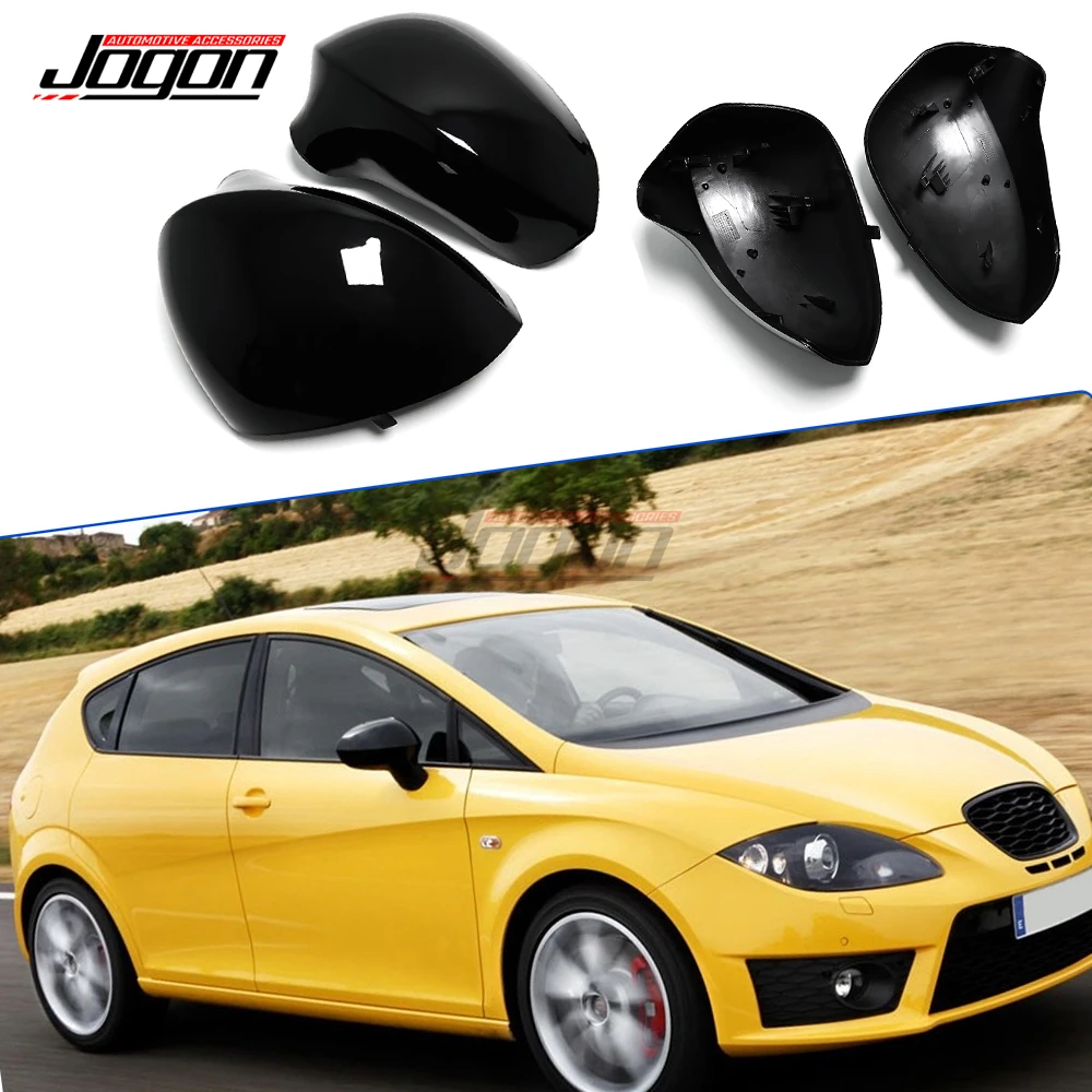 2pcs Replace Black Mirror Cap For Seat LEON 1P 2009 2010 2011 2012 For Seat IBIZA 6J 2008-2013 For Seat Exeo 3R Rearview Cover