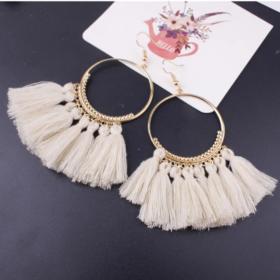 2020 3 Layered Bohemian Fransen Luxus Erklärung Quaste Ohrringe 2020 Boho Mode Schmuck Frauen Lange Tropfen Baumeln Ohrringe – Detail 17