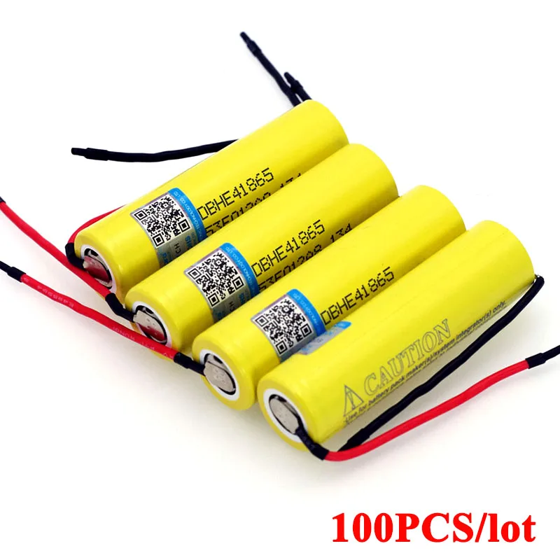 100pcs VariCore Original HE4 2500mAh Li-lon Battery 18650 3.7V Power Rechargeable batteries 20A discharge +DIY Silica gel Cable