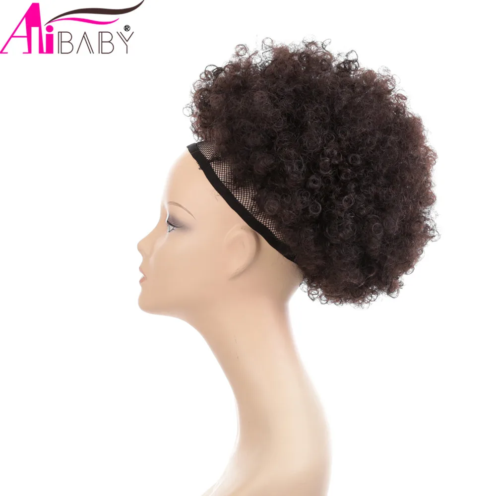 Coletero Afro Puff rizado con cordón para mujer, moño de pelo sintético, 10 pulgadas, corto, Updo