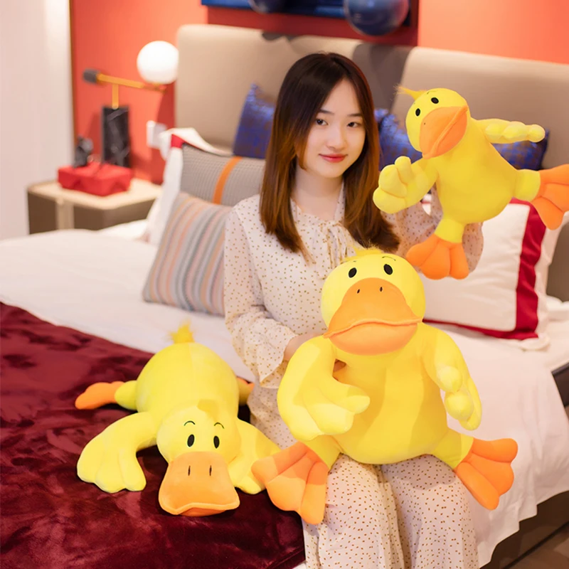 

50-75cm Cartoon Lying Yellow Duck Baby Pillow Cute Kawaii Soft Stuffed Animal Plush Toy Doll Girl Birthday Gift Home Decoration