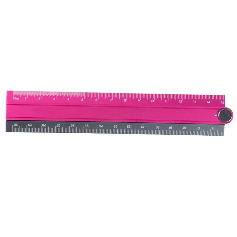 K1KA Aluminum Alloy Foldable Ruler Simple Folding Metal Stationery Rule Measuirng Tool Blue & Black Purple & Black 30cm