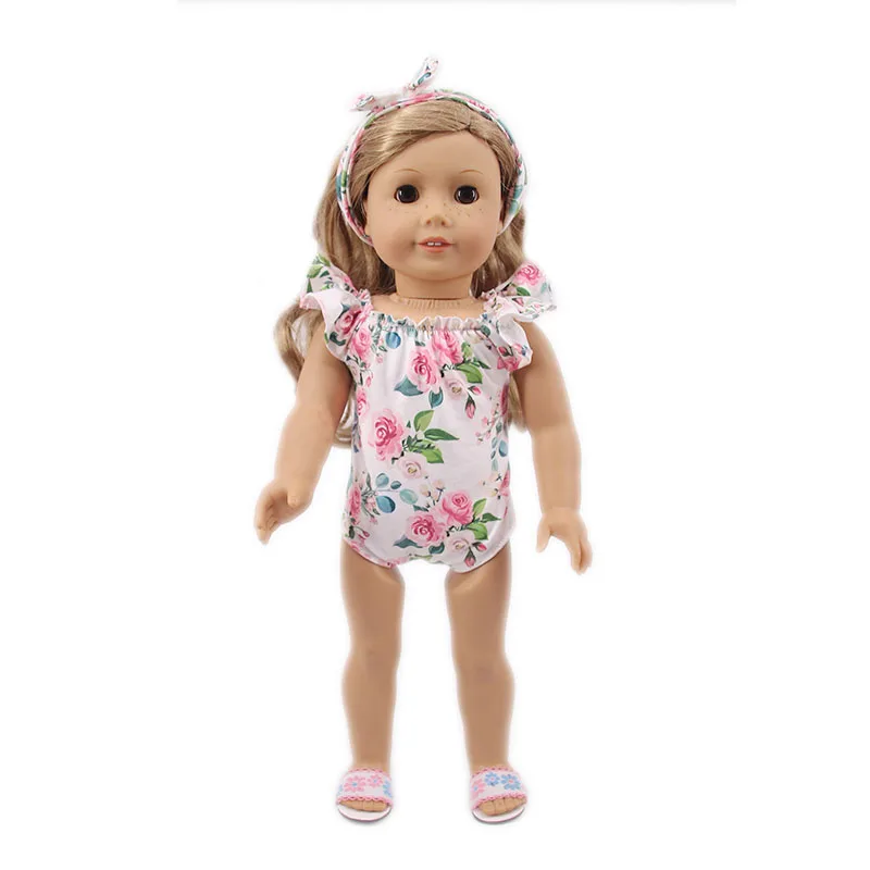 For 18 Inch American&43Cm Baby New Born Doll Clothes，Our Generation , Gifts， Strapless Jumpsuit 2 Piece, Jumpsuit + Hair Band