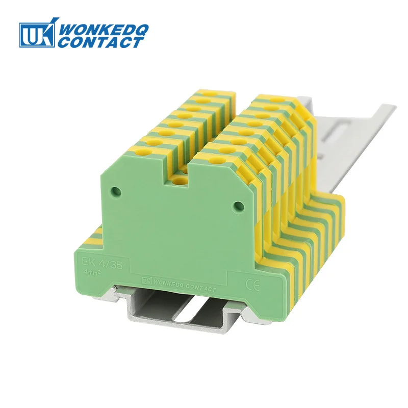 

10Pcs EK4/35 Universal Screw Connection Ground Earth SAK 4 mm² Wire Electrical Connector DIN Rail Terminal Block EK 4/35