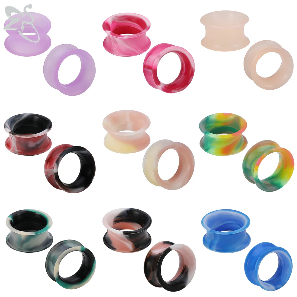 ZS 3-25mm Double Flared Acrylic Silicone Flexible Ear Gauges Tunnel Plugs Ear Expansion for Men Women Ear Stretcher Ear Piercing