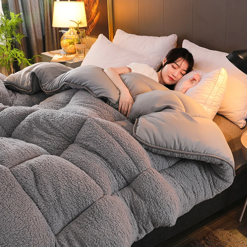 

High Quality Warm Comforter Camel Cotton Quilt Thicken Blanket Multily-color Choose Winter Patchwork Duvet Lamb Wool Quilt