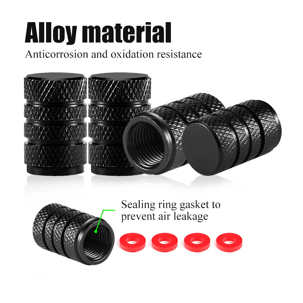 AUTCOAT 8Pcs Car Tire Valve Stems Caps Knurling Style Tire Valve Cap Aluminum Tire Wheel Stem Air Valve Cap Dustproof Cover