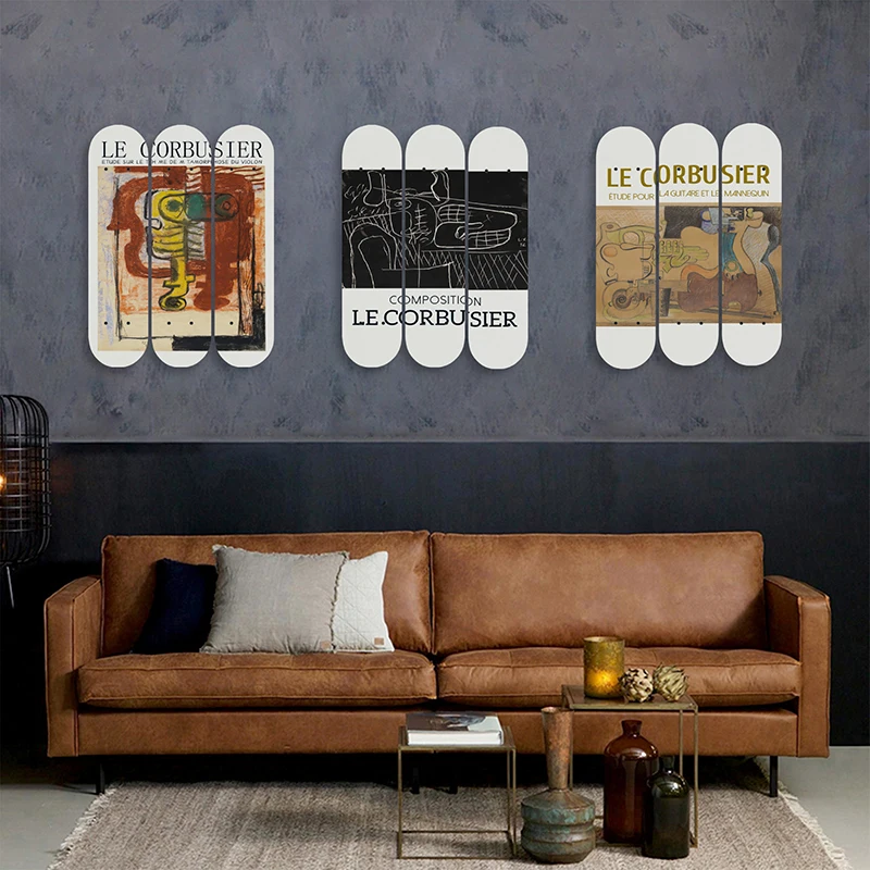 Vintage Abstract Poster Decorative Board Skateboard Wall Art Wooden Sign Mural Custom Unique Design for Teen Room Decoration