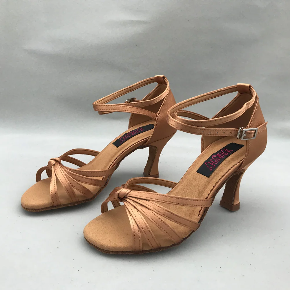 Latin Dance Shoes For women Salsa shoes pratice shoes comfortable shoes MS6257BR 7.5cm heel High heel low heel