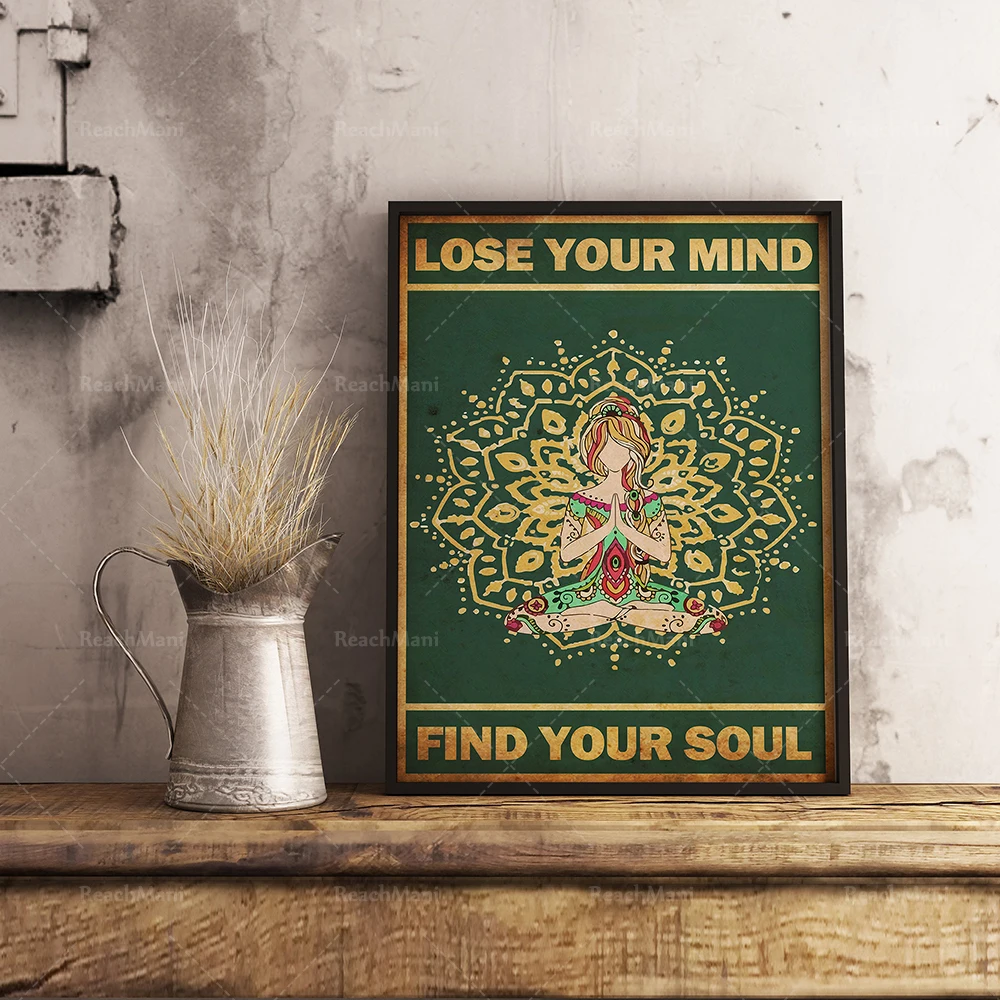 Lose Your Mind Find Your Soul Poster, Spiritual, Floral Art, Floral Poster, Yoga, vintage Print, vintage Poster, Wall Art Decor